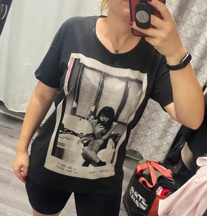 T shirt homme imprimé noir photo femme M