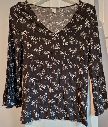 Blouse femme manches longues H&M noire fleurs S