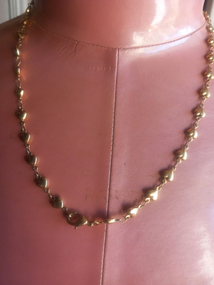 Collier avec cœurs en métal doré - photo numéro 4