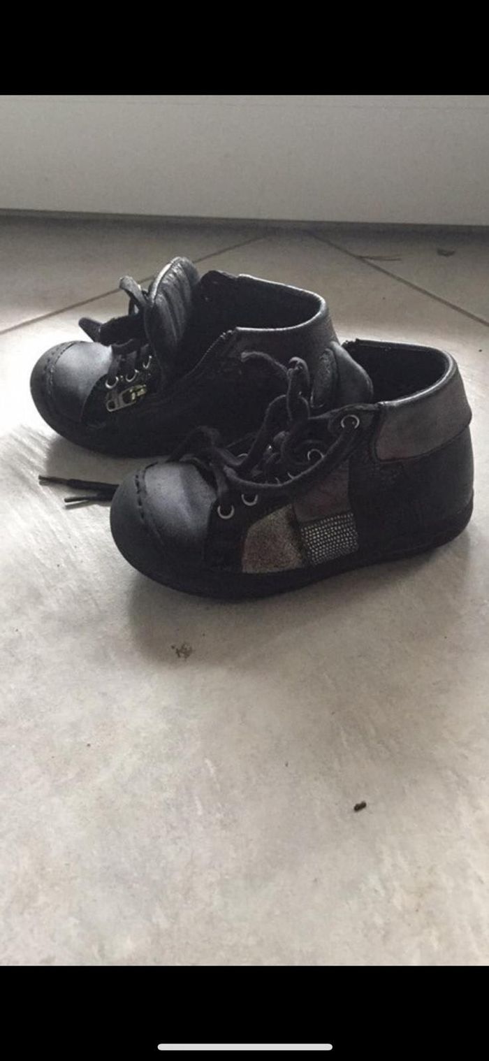 Chaussure cuir noire pailleté - photo numéro 1