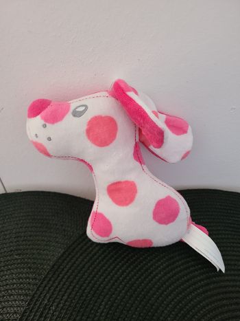 Doudou chien rose blanc pois SUCRE D'ORGE