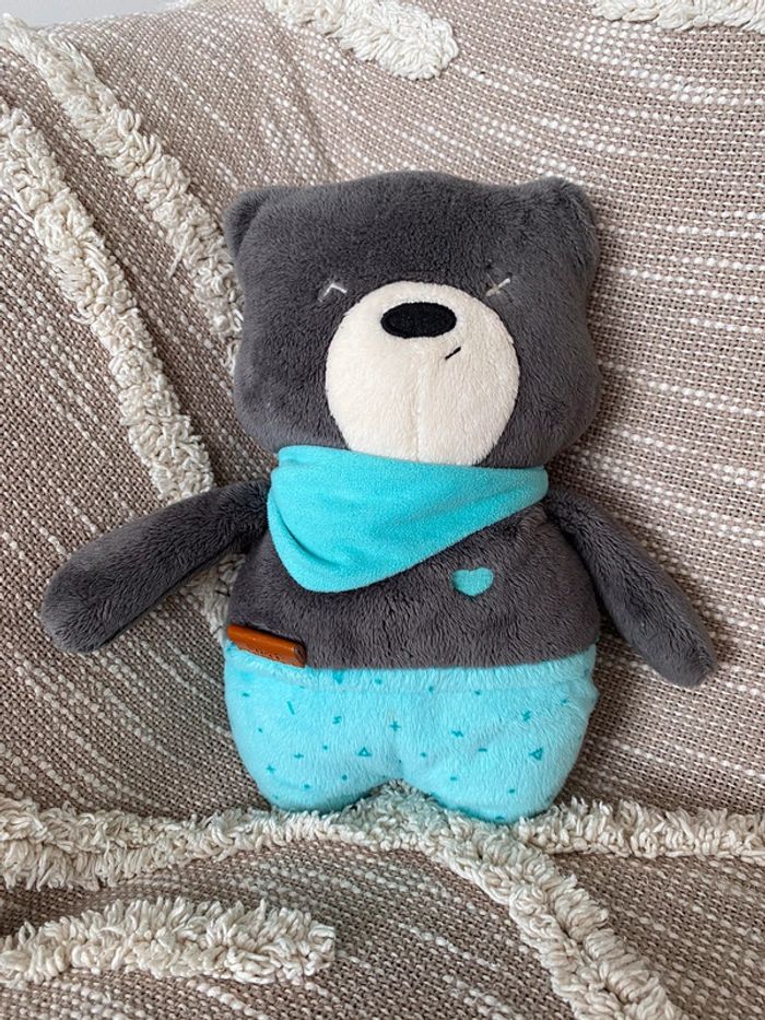 Peluche doudou 25cm MyHummy Premium bruit blanc Matt ours gris et bleu parfait état