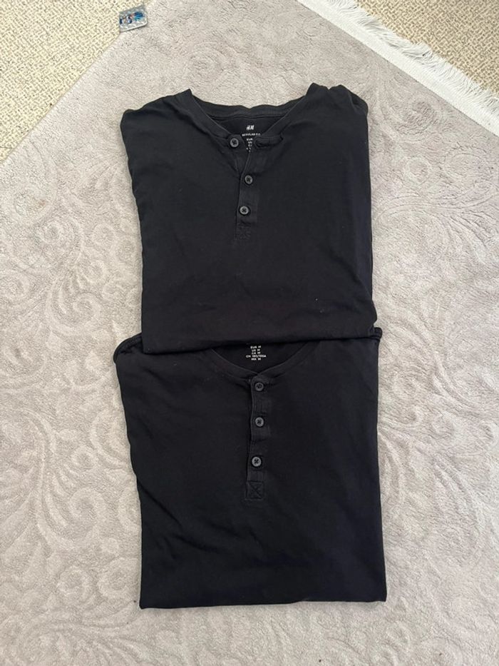 Le De 2 Polo-Shirt Noir H&M Regular Fit Taille M