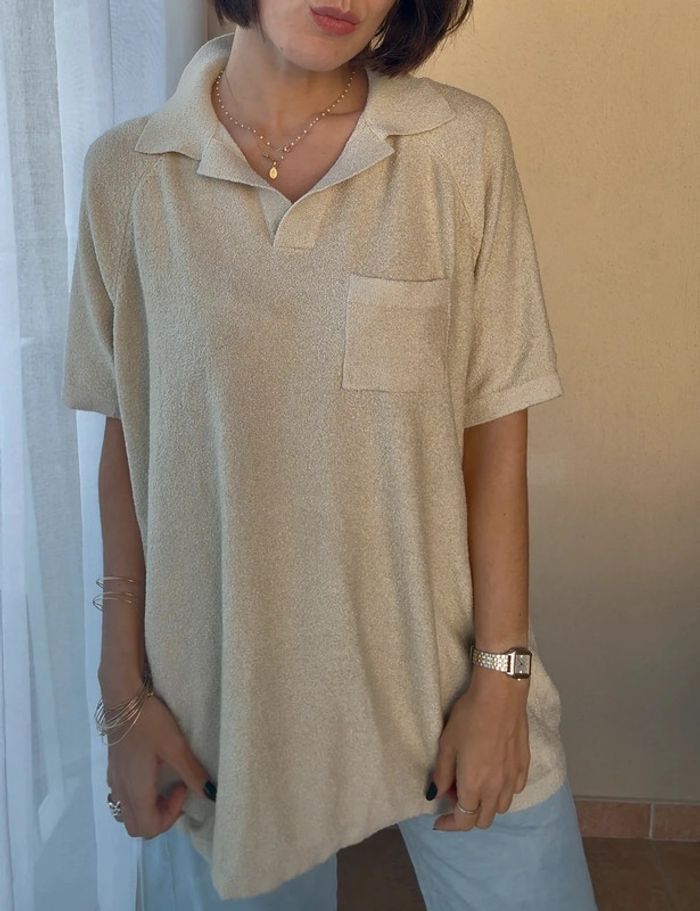 Polo maille beige Asos XS très bon état - photo numéro 3