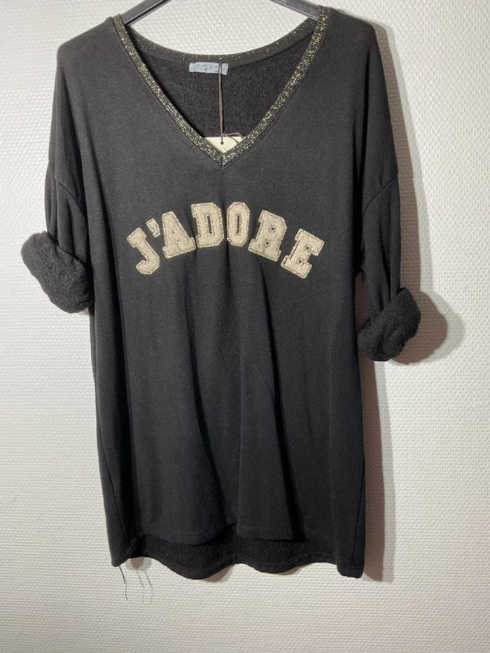 Pull molletonné « j’adore » femme taille unique (36-40)- nos- neuf avec étiquette