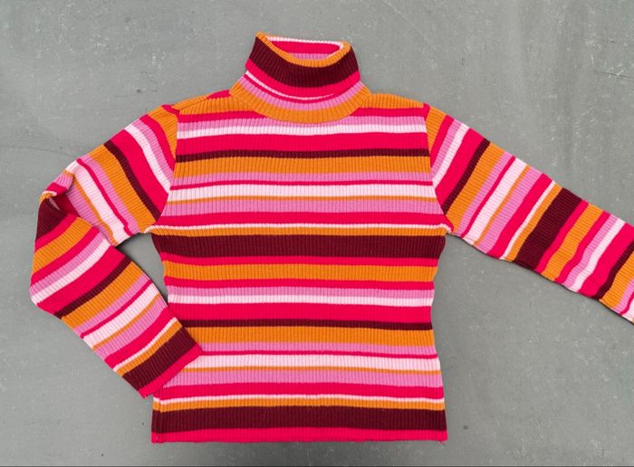 Pull col roulé multicolore