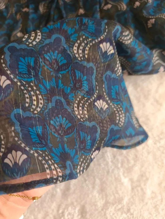 Blouse chemisier en voile transparent Naf Naf bleu vert 36 léger fluide - photo numéro 4