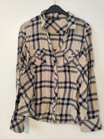 Chemise beige et noire à carreaux taille 44 Bréal 