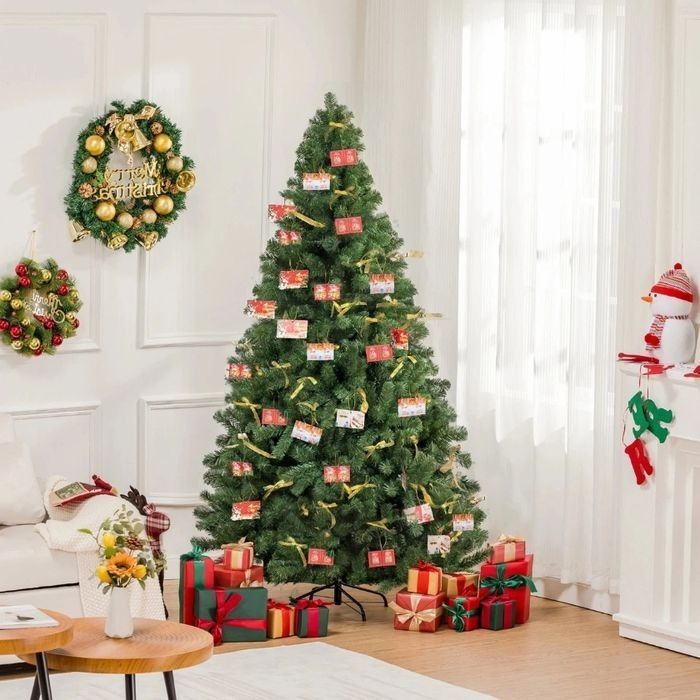 Sapin de Noël artificiel, décoration de Noël pliable avec branches robustes sur piédestal - photo numéro 2