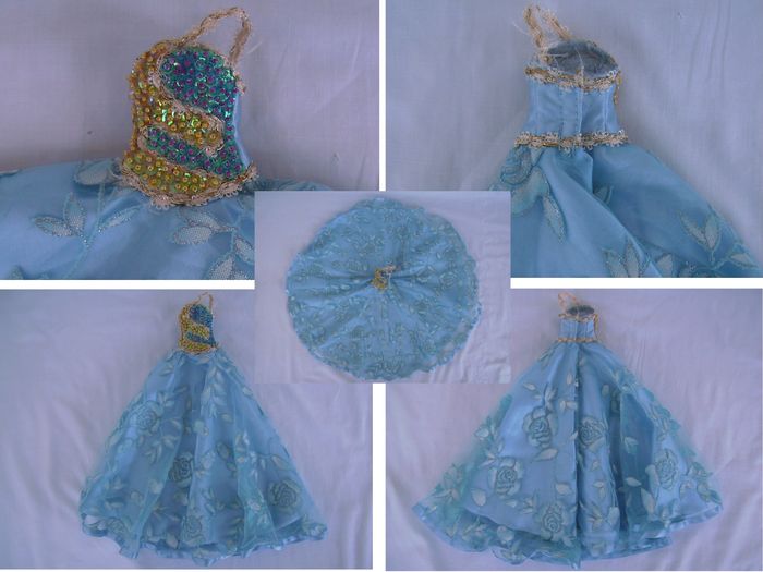 Robe de soirée bleu pour poupée Barbie - Créateur - photo numéro 2