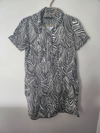 Robe tunique blouse longue Zara taille L motifs zèbre noir et blanc