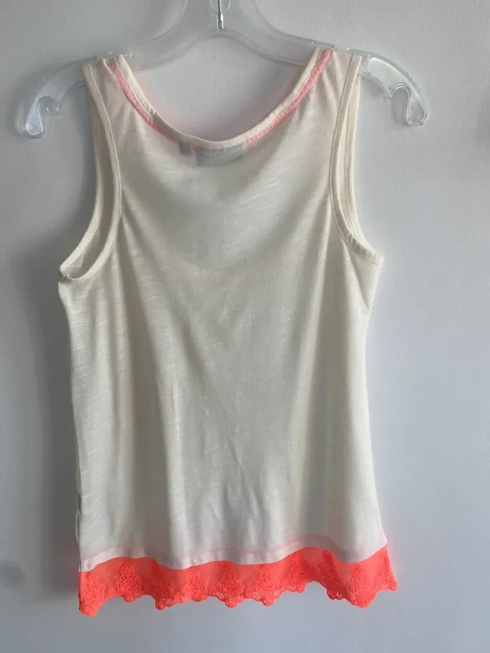 Débardeur kiabi beige dentelle orange fluo - photo numéro 4