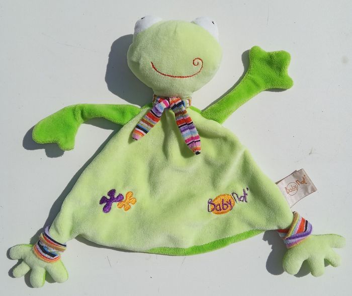 Doudou grenouille verte marque baby nat' broderie - photo numéro 1