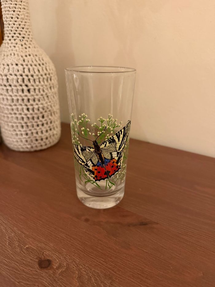 Verre avec papillons - Vintage - photo numéro 2