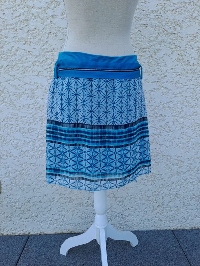 Mini jupe trapèze imprimé turquoise La mode est à vous t.40 - photo numéro 4