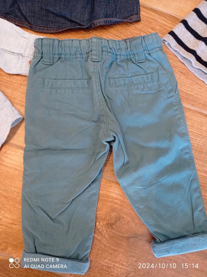 Ensemble chino vert+ 2 chemises jean + pull marinière 6 mois - photo numéro 10