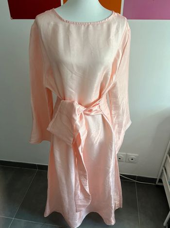 Robe longue manches évasées rose taille unique