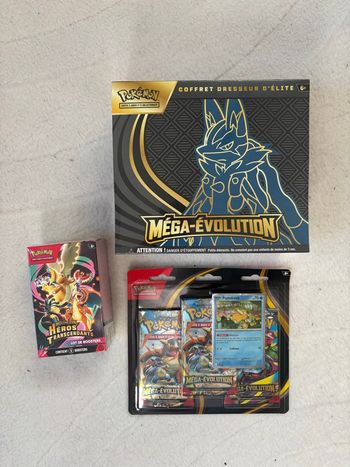 Lot de booster Pokémon ME1 ETB Gardevoir + Tripack ME1 Psykokwak + Bundle Hero Transcandant ME2.5
