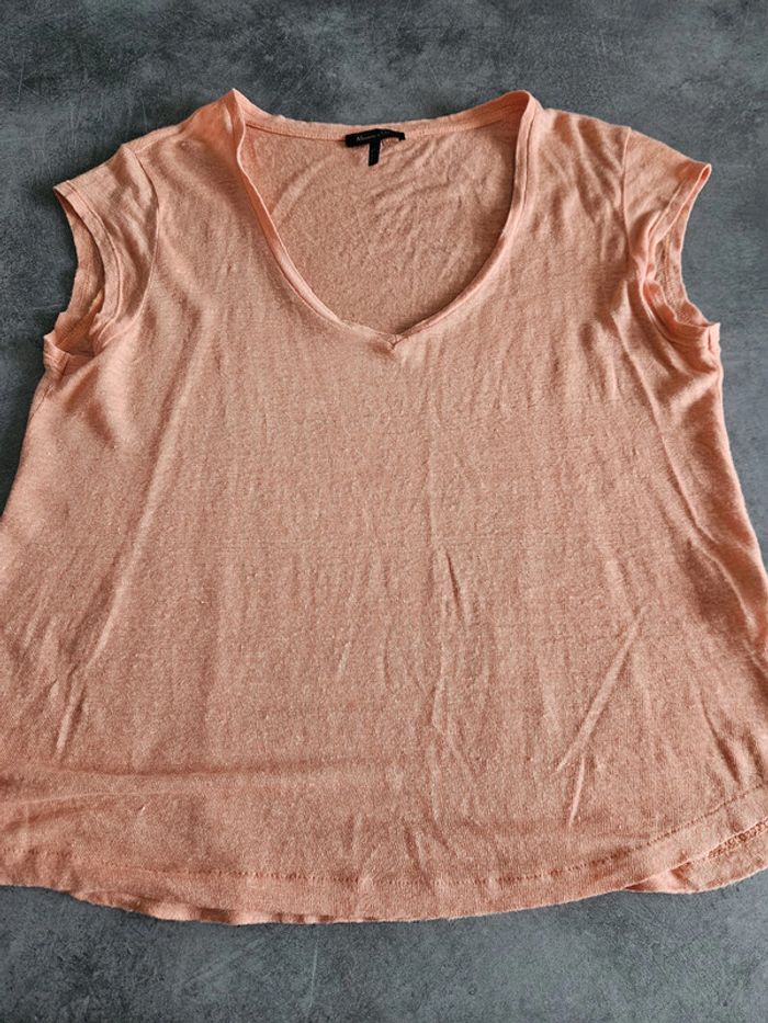 T-shirt débardeur en lin femme - Taille L / 40 - Massimo Dutti - Saumon corail - photo numéro 7