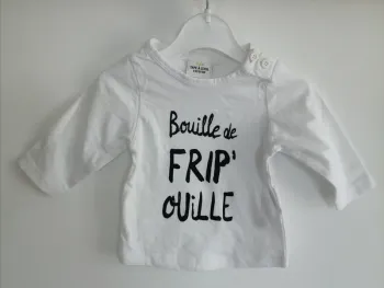 T-shirt manche longue tape à l'œil blanc et noir