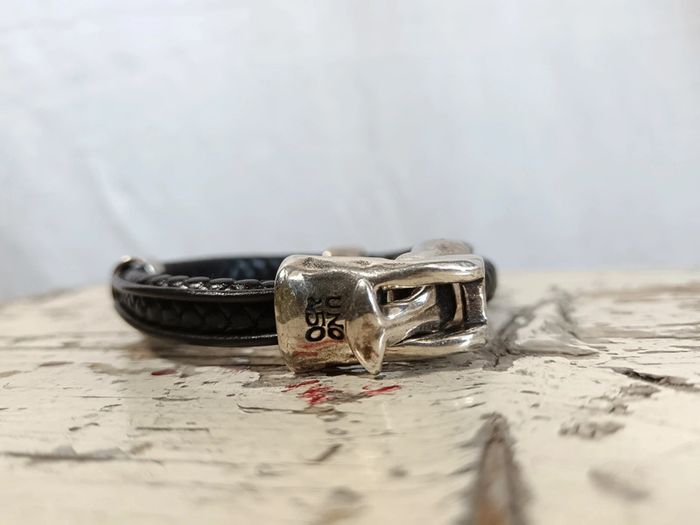 Bracelet homme cuir noir plaqué argent | Uno de 50 - photo numéro 8
