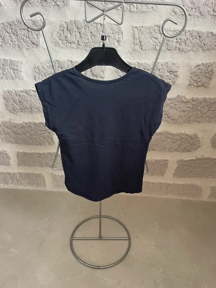 Tee shirt fille bleu marine pois blanc gémo - photo numéro 3
