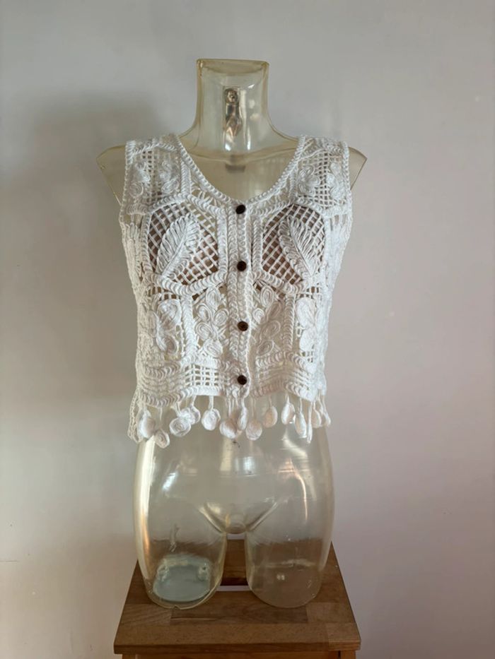 Haut crochet neuf blanc taille unique