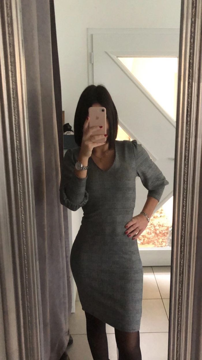 Robe pied de poule gris Mango Taille XS