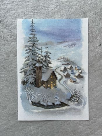 Lot 2 papier postal avec enveloppe par avion village enneigées