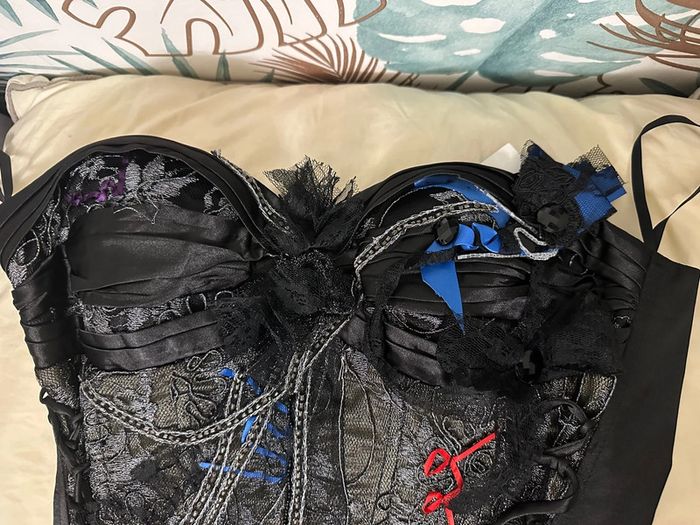 Bustier t38 satin noir et bleu - photo numéro 6