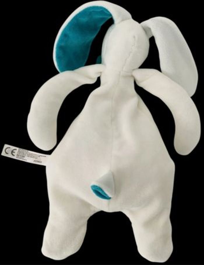 ❤️ Doudou plat lapin/chien blanc Bleu vert AUBY ALPHA-GROUP CO - photo numéro 2