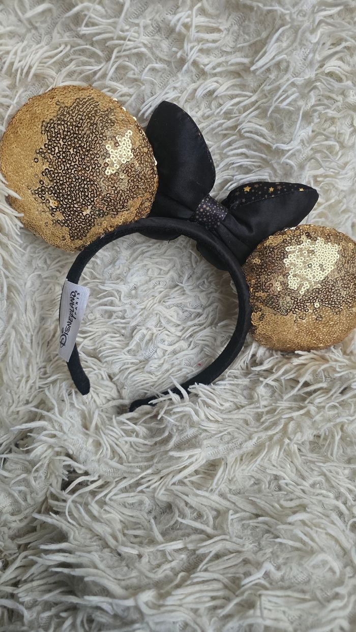 Ears disney oreille minnie mickey noir et doré sequin disneyland paris - disney store - photo numéro 2