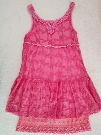 Robe à bretelles Mini Molly 8 ans en dentelle rose fuschia