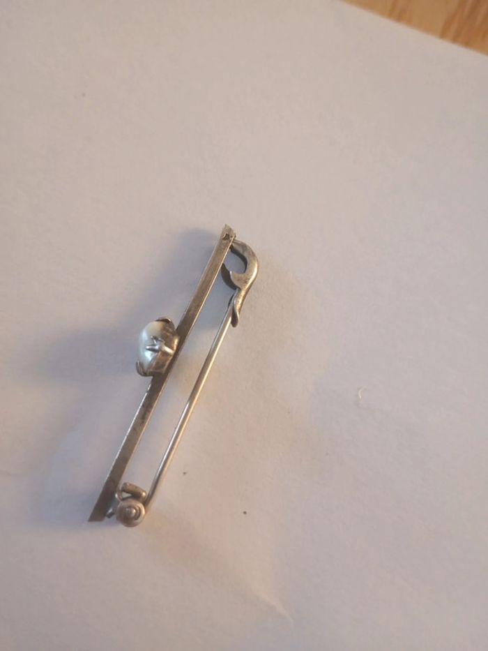Broche argent vintage perle - photo numéro 7