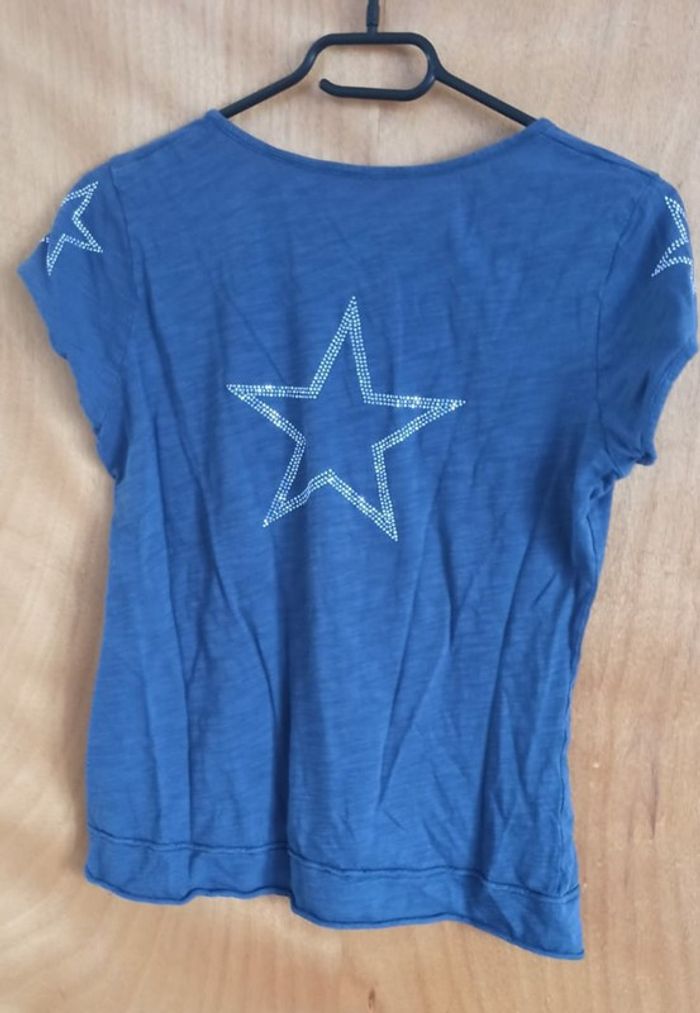 Tee Shirt bleu avec déco étoiles - Cache Cache - photo numéro 3