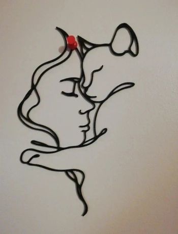 femme et son chat art décoration murale