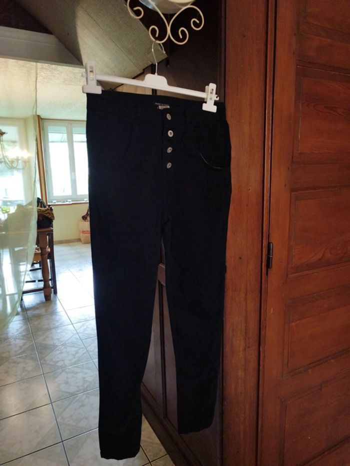 Jeans noir droit skinny boutons vintage S/36