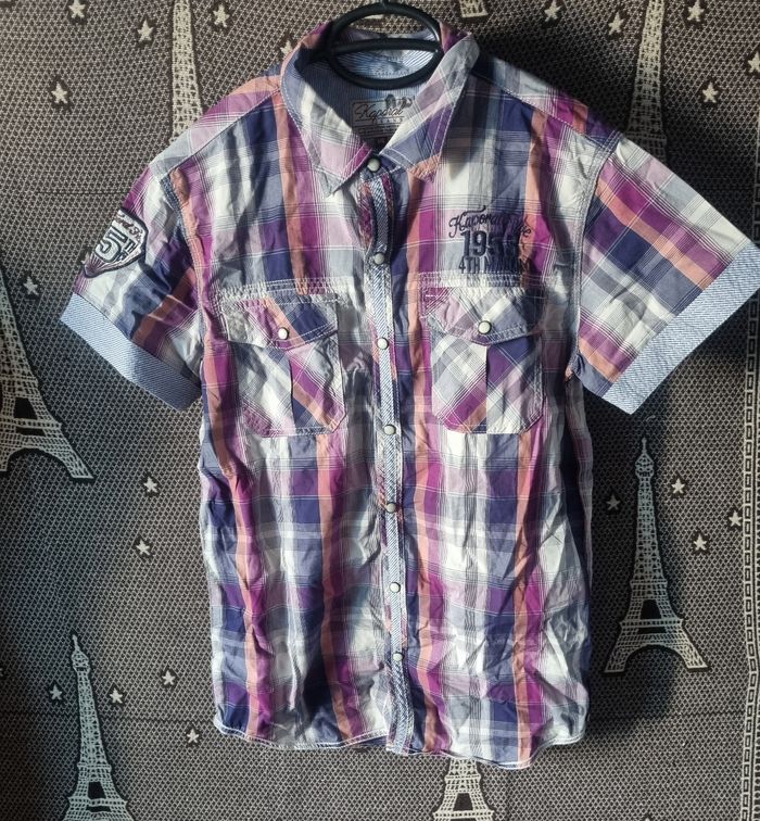 Chemise à carreaux manches courtes 14ans mixte