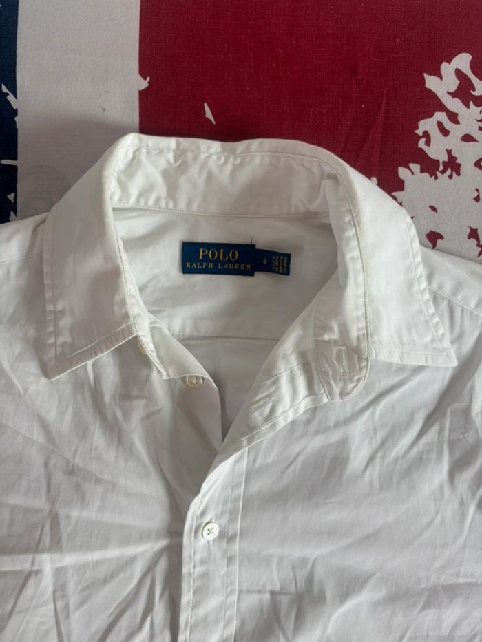 Chemise Ralph Lauren Vintage Blanc Logo Bleu Taille S/M - photo numéro 3