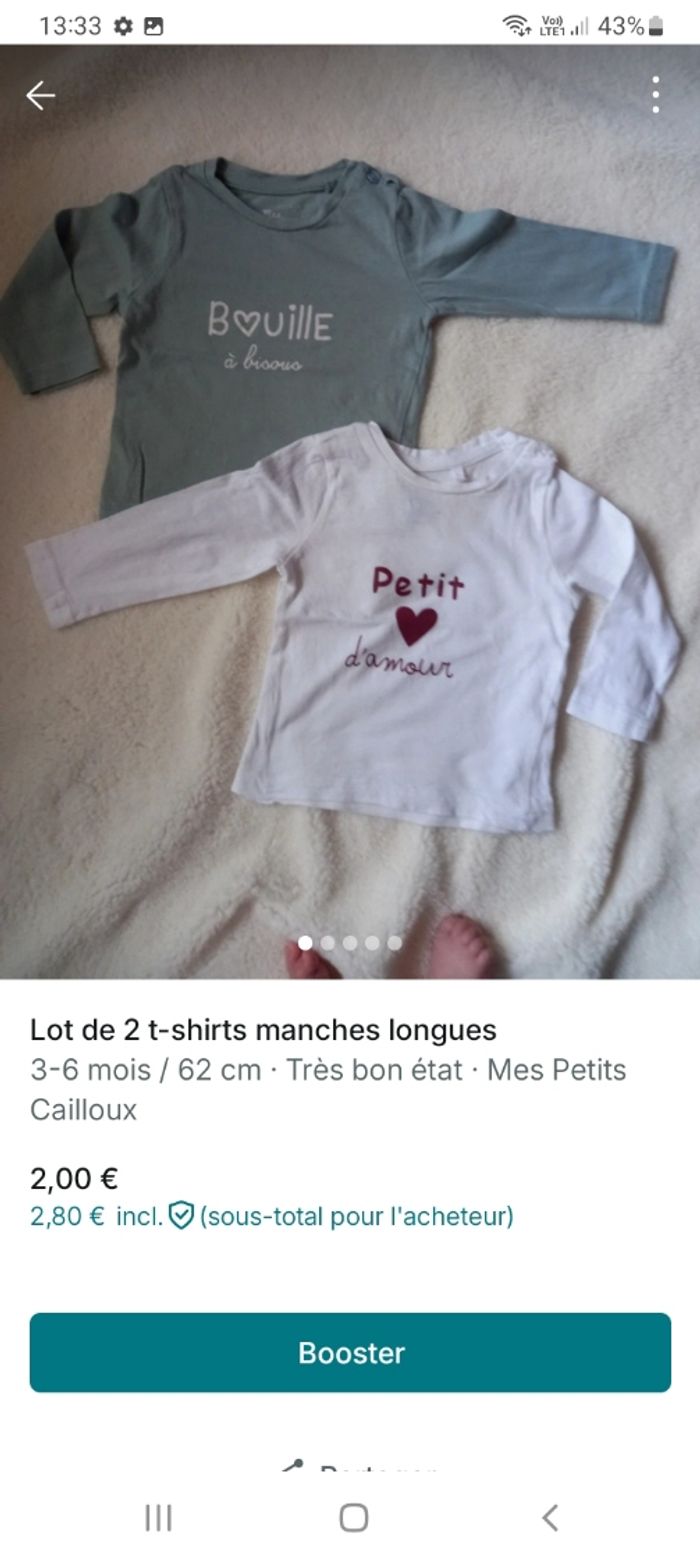 Lot 2 t-shirts manches longues - photo numéro 3