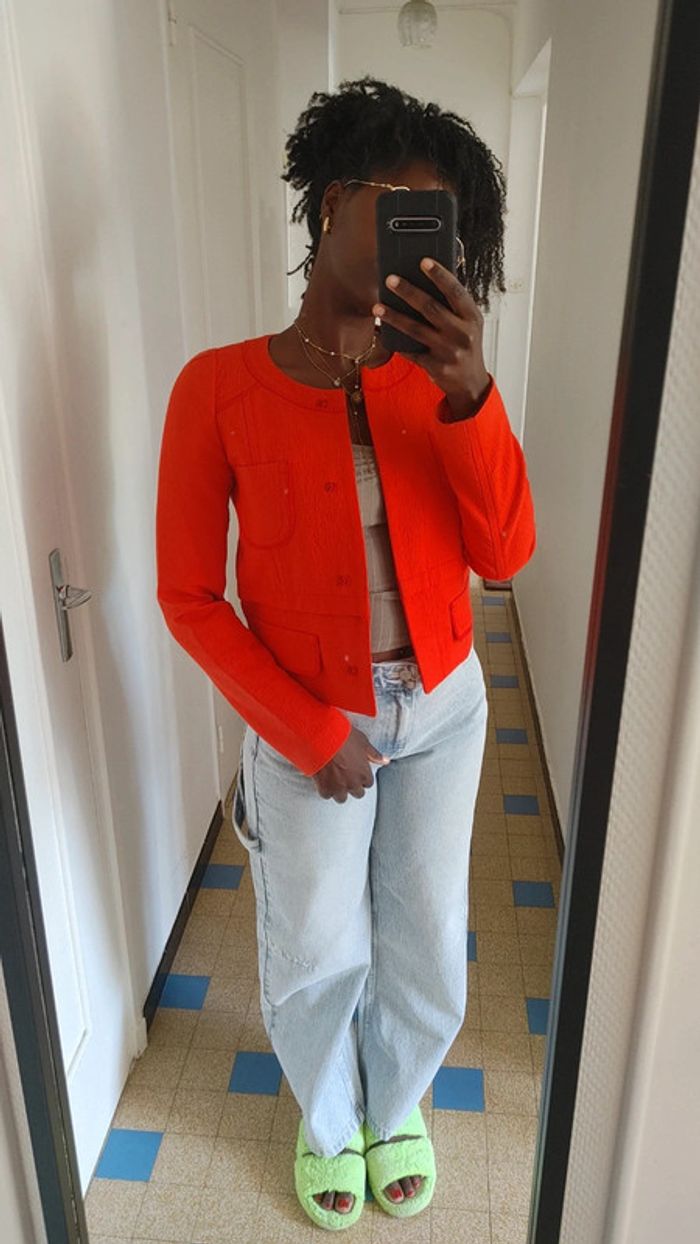 Magnifique veste courte orange - photo numéro 4