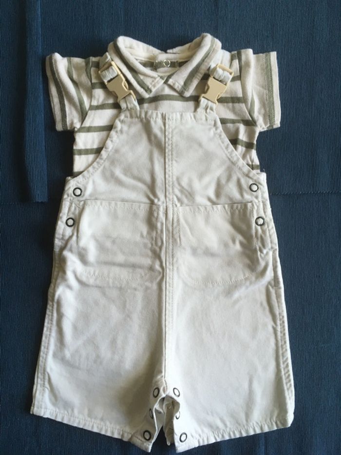 Ensemble salopette et polo Petit Bateau 3mois