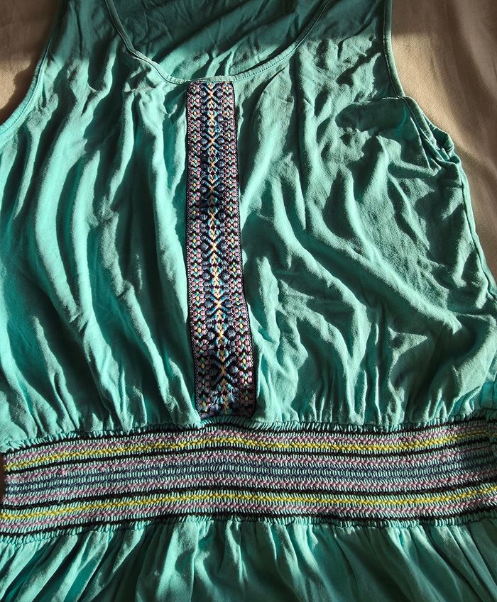 Robe Été Coton Turquoise Très bon état Taille M/L - photo numéro 3