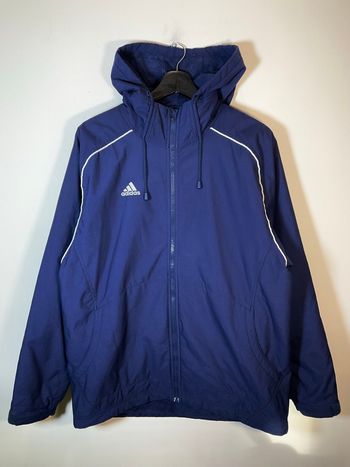 Veste coupe-vent chaude à capuche bleu marine pour homme Adidas taille L 618