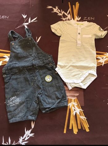 Ensemble body + salopette été 12 mois