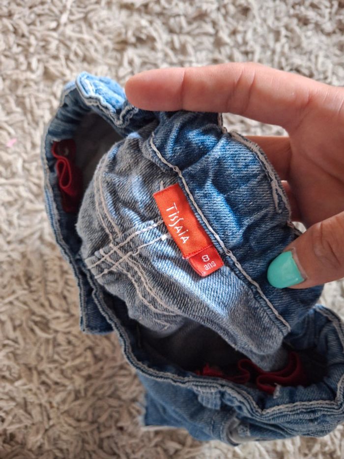 Short en jean avec dentelle fille 6 ans tissaia - photo numéro 3