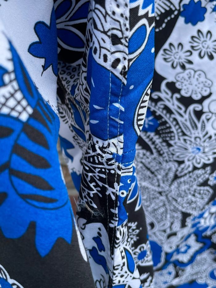 Chemise manches longues homme motif floral bleue vintage chinois - photo numéro 7