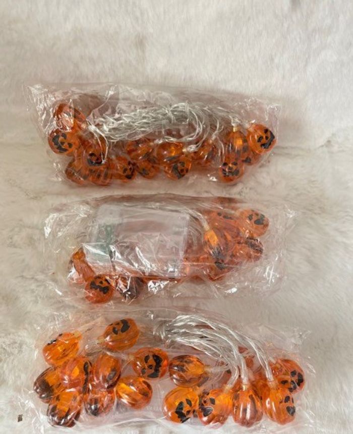 Lot 3 Guirlandes citrouilles lumineuses 2 mètres, Halloween 20 LED, extérieure et intérieure Fonctio - photo numéro 2