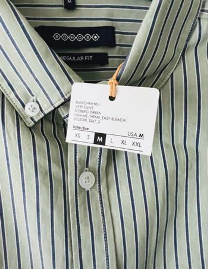 Chemise homme manches longues rayures vert Taille M Bonobo - photo numéro 4