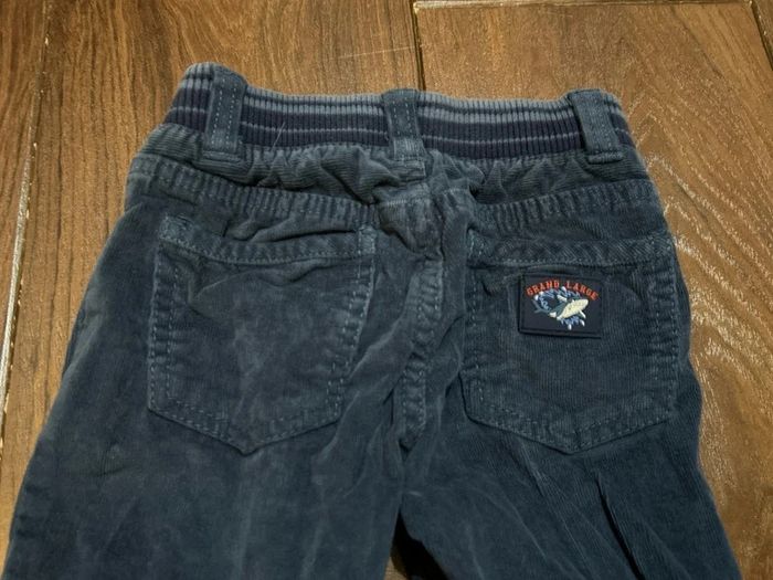 Pantalon en velours côtelé bleu a empiècements sergent major taille 3 ans - photo numéro 11